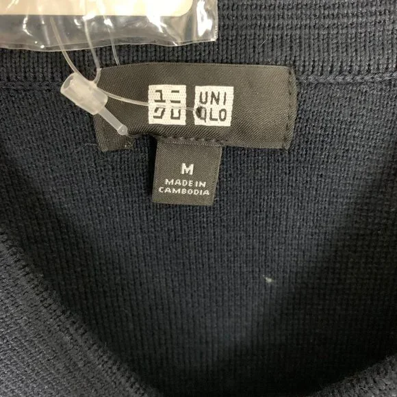 Uniqlo Milano Ribbed Shirt Collar Cardigan Men's Medium NWT Navy